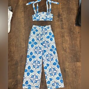 cute shein blue and white greece set